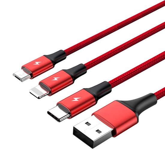 UNITEK 1.2m USB 3-in-1 Charge Cable. Integrated USB-A to Micro-B, Unitek — view 2