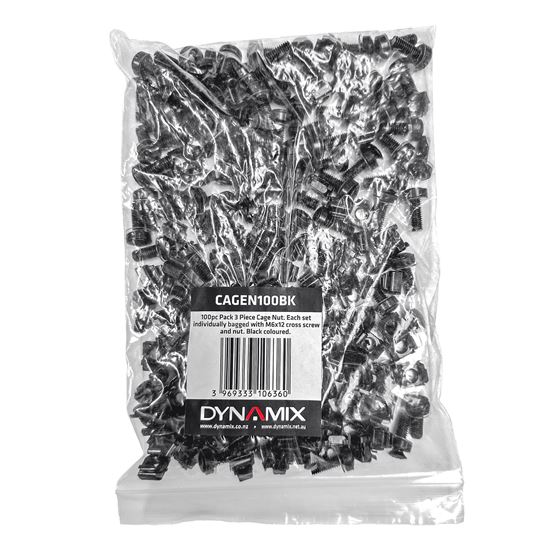 DYNAMIX 100pc Pack, 3 Piece Cage Nut, Black, M6, Supplied loose. Dynamix — view 2