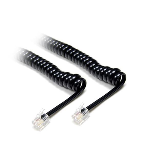 DYNAMIX Curly Handset Cord BLACK, 4 Wire RJ22 to RJ22 Cable. 370mm Dynamix — view 2