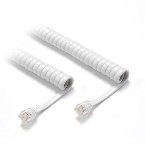 DYNAMIX Curly Handset Cord WHITE, 4 Wire RJ22 to RJ22 Cable. 370mm Dynamix — view 2