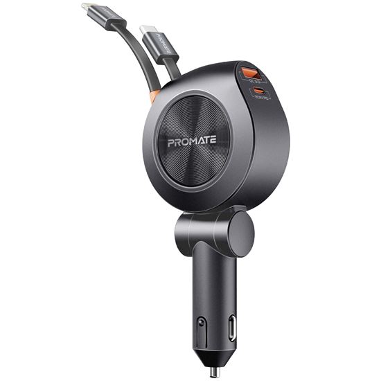 PROMATE 88W Multi-Port Incar Phone Charger with Dual Retractable Promate — view 2