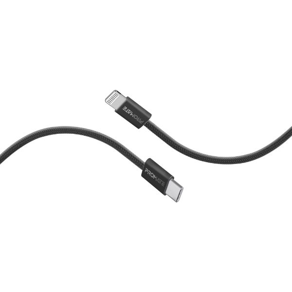 1.2m 27W PD USB-C To Lightning Connector Cable. Fabric Braided Cable Promate — view 2