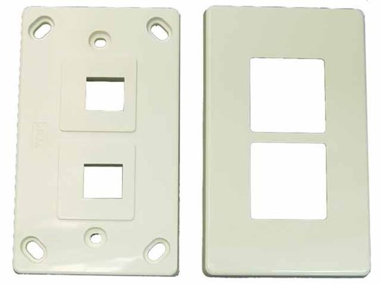 DYNAMIX Dual Port RJ45 Keystone Face Plate - 2x piece. Horizontal Dynamix — view 2