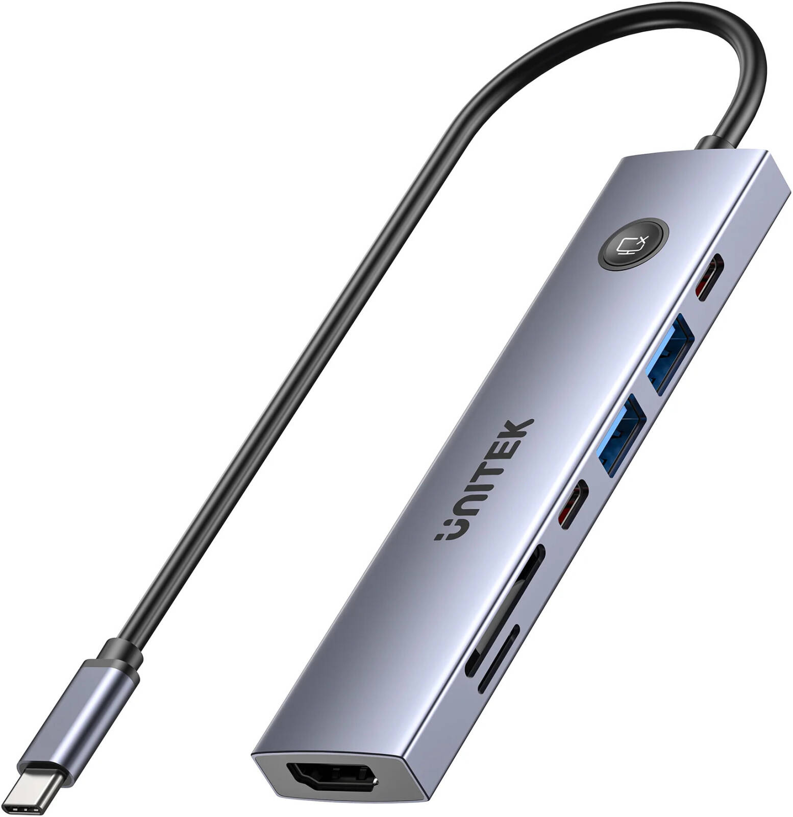 UHUB S7 Pro 7-In-1 5Gbps USB-C Hub With Screen On/Off Button 4K@60Hz, PD 100W, And SD/Micro UNITEK — view 2
