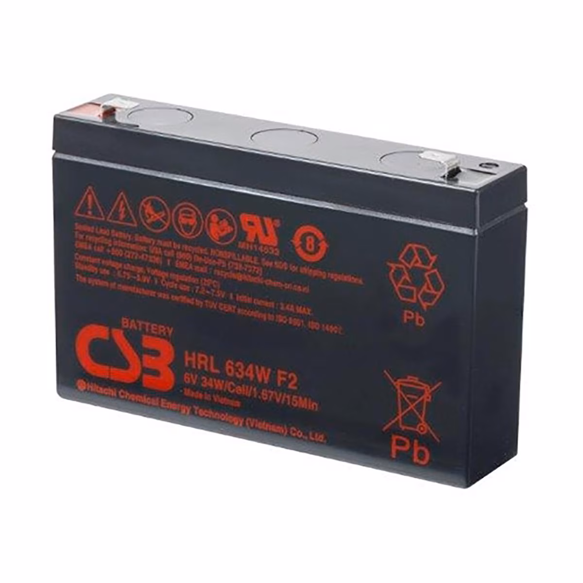 CSB 6V 34W 9Ah Replacement Battery for 5P Rack Mount Models: CSB — view 2