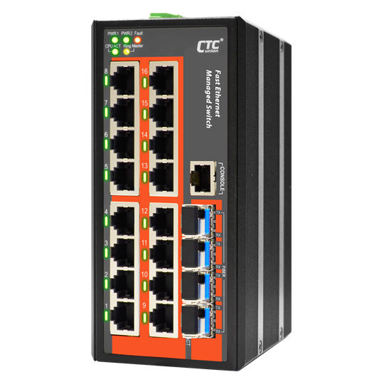 CTC UNION 16 Port Fast Ethernet Managed Switch.-10~60C. CTCunion — view 2