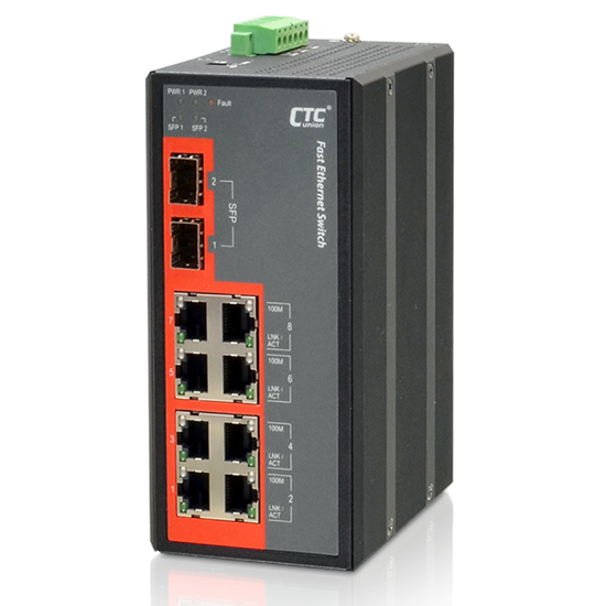 CTC UNION 8 Port Fast Ethernet Unmanaged Switch. -10 ~ 60°C. 8x CTCunion — view 2