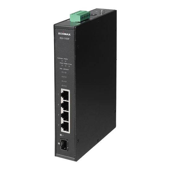 EDIMAX Industrial 5-Port Gigabit PoE+ DIN Rail Switch. 4 x Gigabit Edimax — view 2