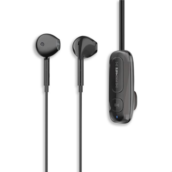 Clip-On BT Wireless Dynamic Earphones Magnetic Collar Clip Up To 12hrs Playtime Inline Promate — view 2