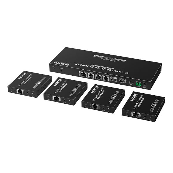 1-In-4-Out 4K@60Hz HDMI Extender. 1x HDMI 4x RJ45 Out PoC. Compatible CAT6 & Above Lenkeng — view 2