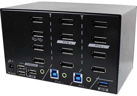 REXTRON 2 Ports 8K Quad Monitor DisplayPort 1.4 KVM Switch With Rextron — view 2