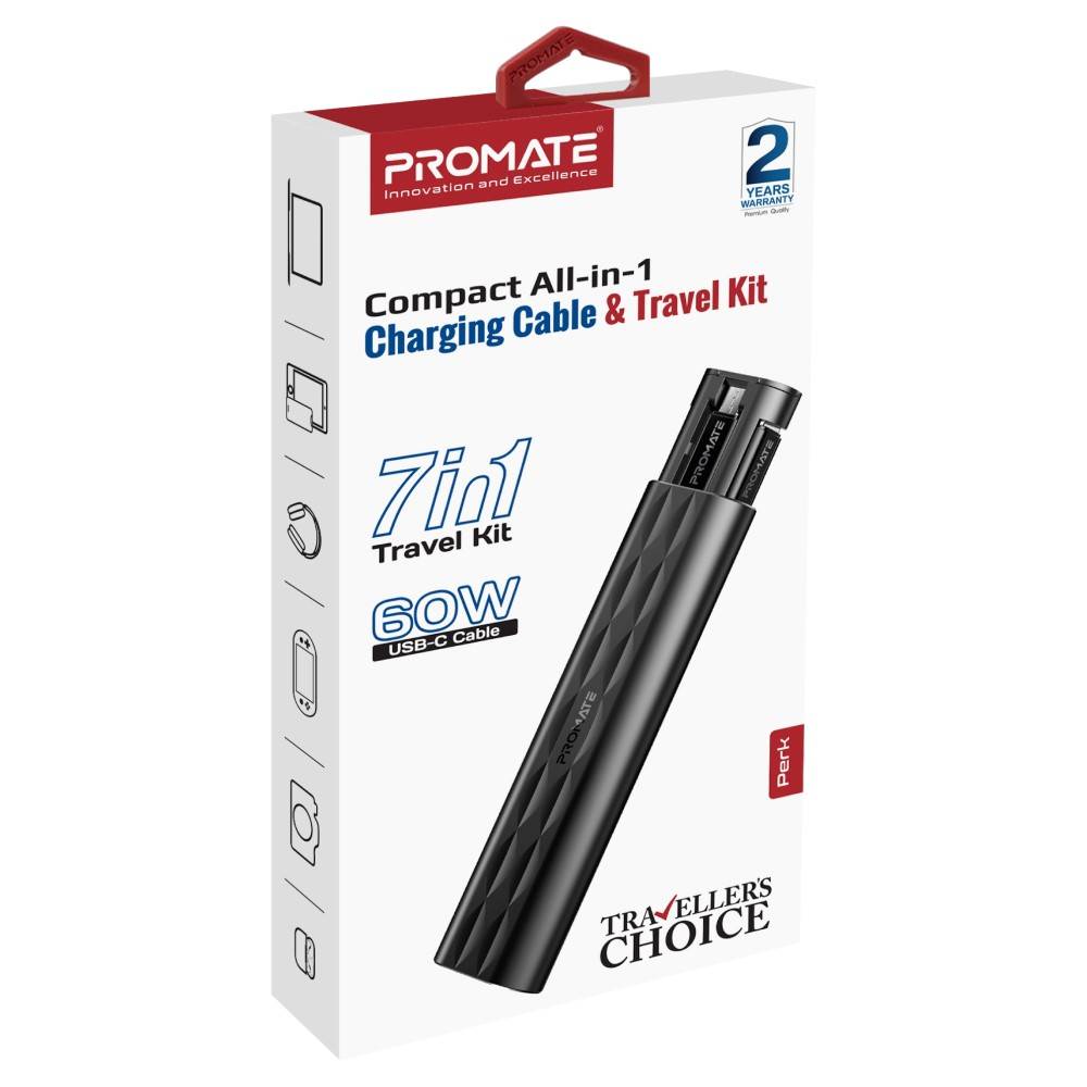 PROMATE Compact All-in-1 Multi Connect Charging Cable & Travel Kit Promate — view 2