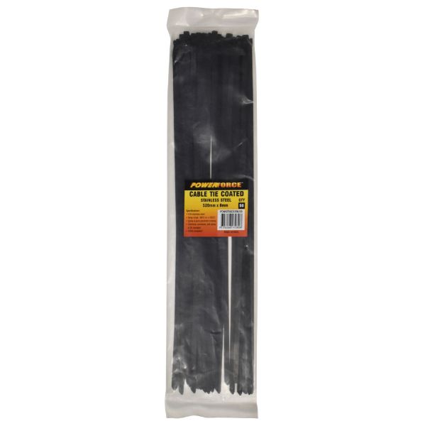 8 X 520mm 316L Stainless Steel Cable Ties Pack Of 50 1335N/136kgs Tensile Strength POWERFORCE — view 2