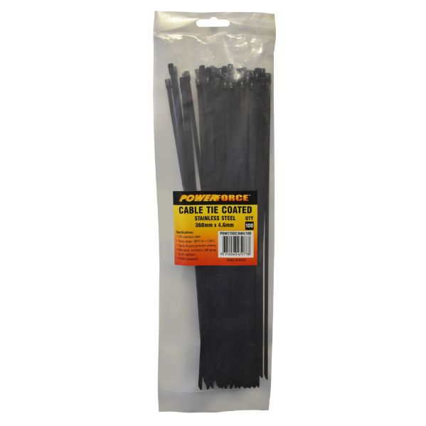 4.6 X 360mm 316L Stainless Steel Cable Ties Pack Of 100 667N/68kgs Tensile Strength POWERFORCE — view 2