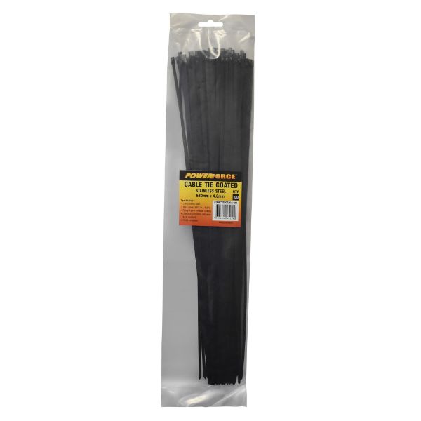 4.6 X 520mm 316L Stainless Steel Cable Ties Pack Of 100 667N/68kgs Tensile Strength POWERFORCE — view 2