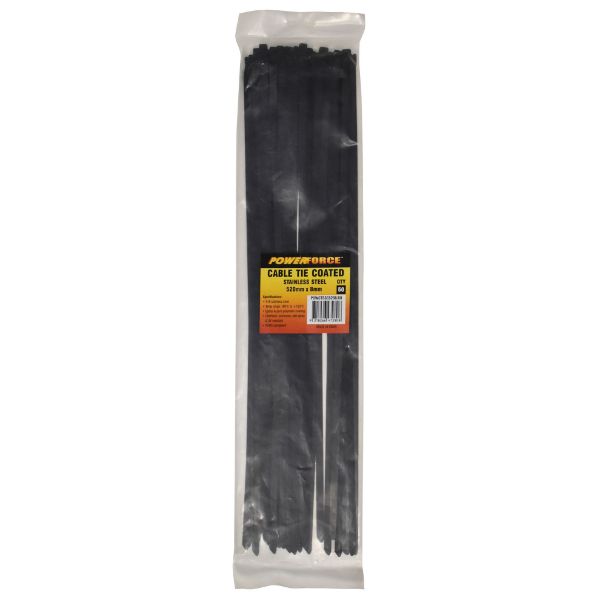 8 X 520mm 316L Stainless Steel Cable Ties Pack Of 50 1335N/136kgs Tensile Strength POWERFORCE — view 1
