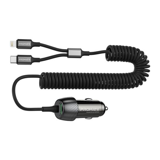 PROMATE 33W Car Charger with Lightning & USB-C Cable, USB-A Port Promate — view 2