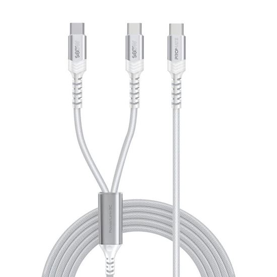 1.4M 140W PD USB-C to Dual USB-C Charging Cable. promate — view 2