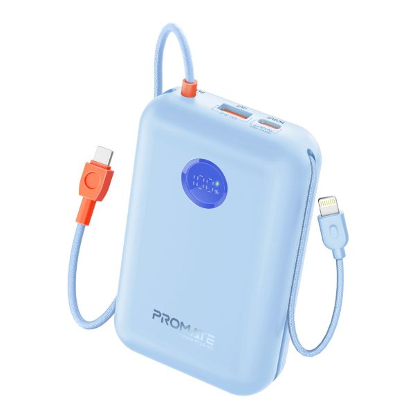 30000mAh Ultra Compact 35W SuperSpeed Pwr Bank W Built-In USB-C & Lightning Cables. 35W Promate — view 1
