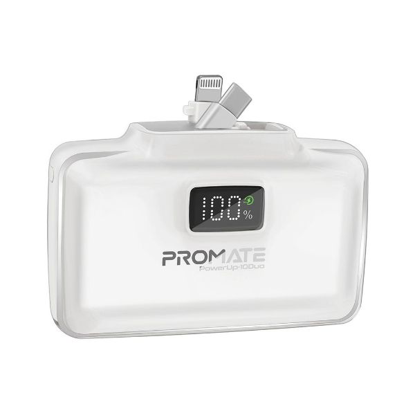 10000mAh Ultra-Compact Fast Charging Power Bank In-Built Dual Folding USB-C & Lightning Promate — view 2