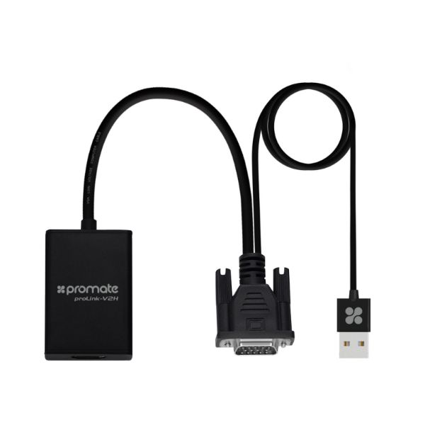VGA (Male) To HDMI (Female) Display Adaptor Kit W/ Audio. Supports Up To 1920x1080@60Hz. Promate — view 2