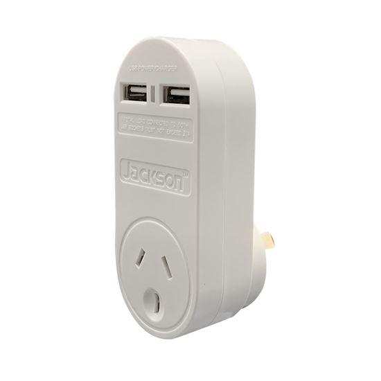 JACKSON Single Plug USB Wall Charger, 2x USB Charging Outlets Jackson — view 2