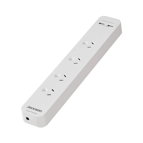 4 Way Surge Protected Powerboard 2x USB-A Fast Jackson — view 2