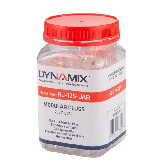 DYNAMIX RJ12 Plug 200pc Jar, 6P6C Modular Plug. 3 Micron. Dynamix — view 2