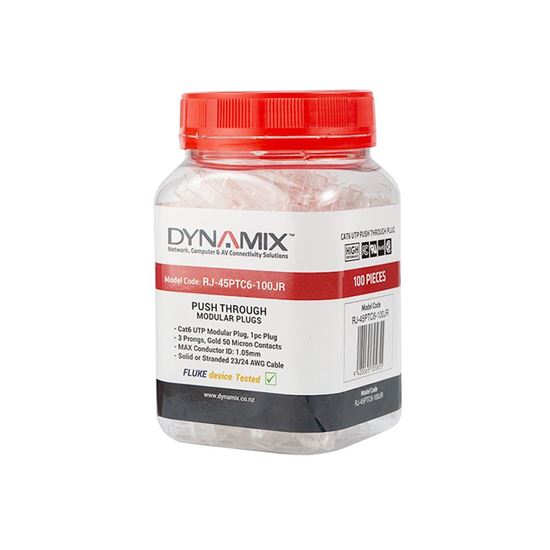 DYNAMIX Cat6 UTP Push Through Plug, 3 Prong, 50 u" 100pc Jar. Dynamix — view 2