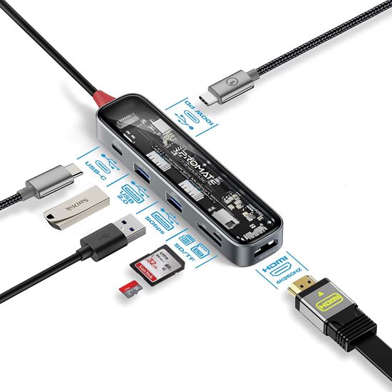 PROMATE 7-in-1 USB Multi-Port Hub with USB-C Connector with 4K HDMI Promate — view 2