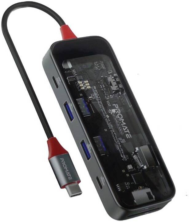 PROMATE 8-in-1 USB Multi-Port Hub with USB-C Connector. Includes 100W Promate — view 2