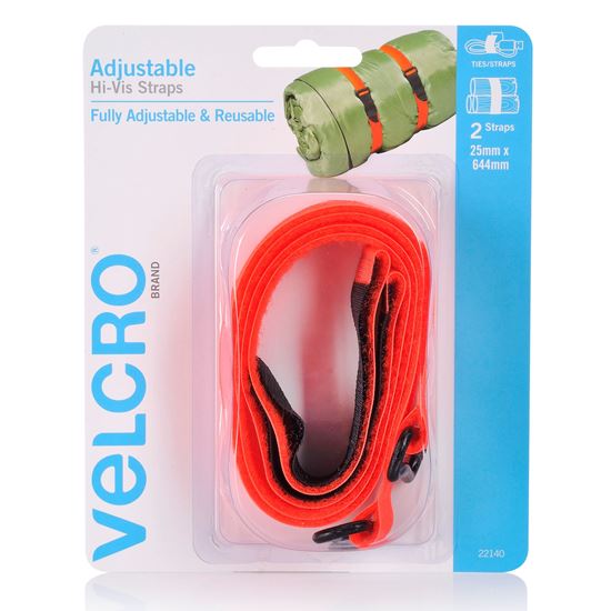VELCRO Brand 25mm x 644mm 2 Pack Adjustable & Reusable Hi-Vis Straps Velcro — view 2