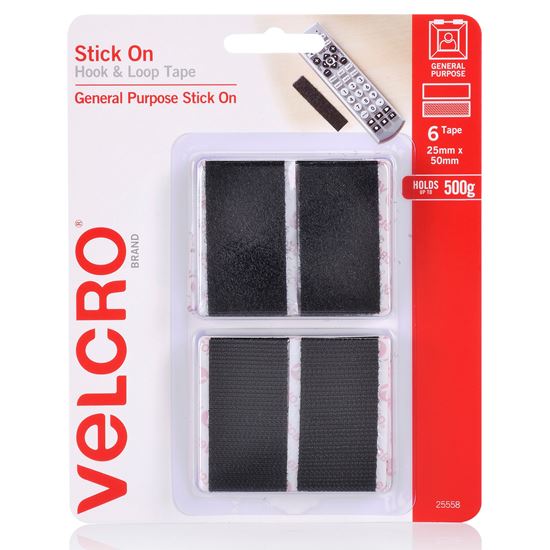 VELCRO Brand 25mm x 50mm Stick on Hook & Loop Pre-Cut 6 Pack Surface Velcro — view 2