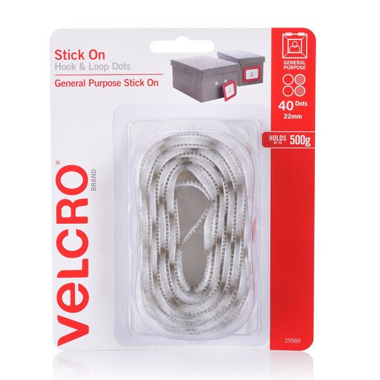 VELCRO Brand 22mm Stick On Hook & Loop Dots. Pack of 40. Designed for Velcro — view 2