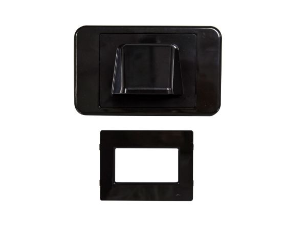 Combination Flush & Bullnose Cable Management Wall Plate W/ Brush Black Colour AMDEX — view 2