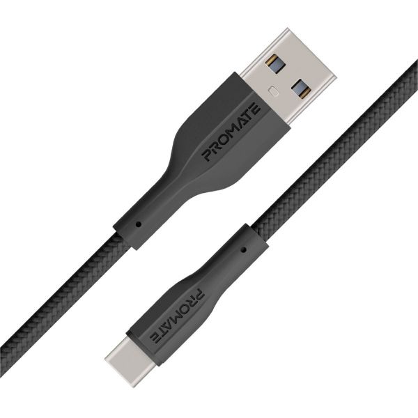 1M USB-A To USB-C Super Flexible Cable. Supports 2A Charging & 480Mbps Data PROMATE — view 1