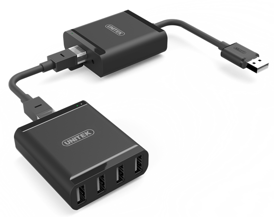 UNITEK 4-Port USB-A Extender Over Cat5e/6/7 Network Cable. Unitek — view 2