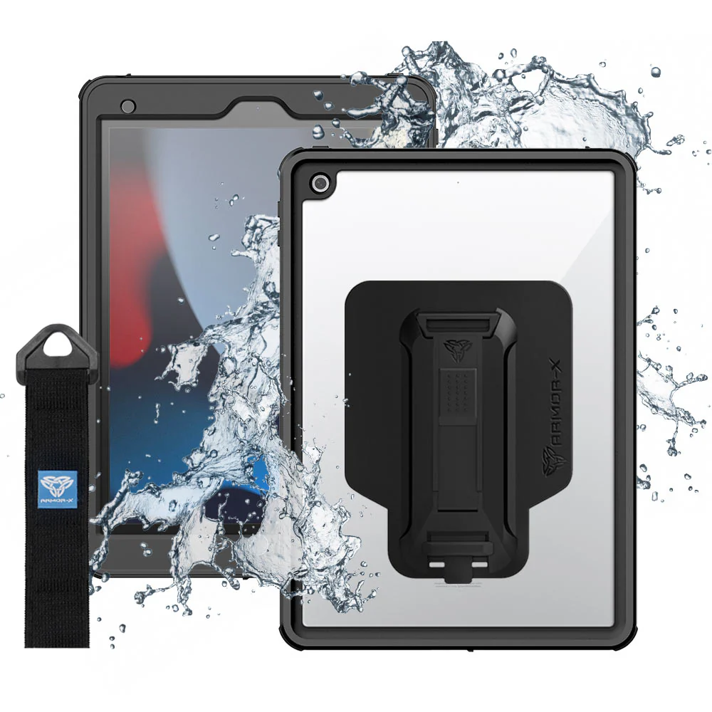 Waterproof Case with Handstrap- Kickstand and X-Mount for iPad 10.2"" Black (7th- 8th and 9th gen) Armor-X — view 2