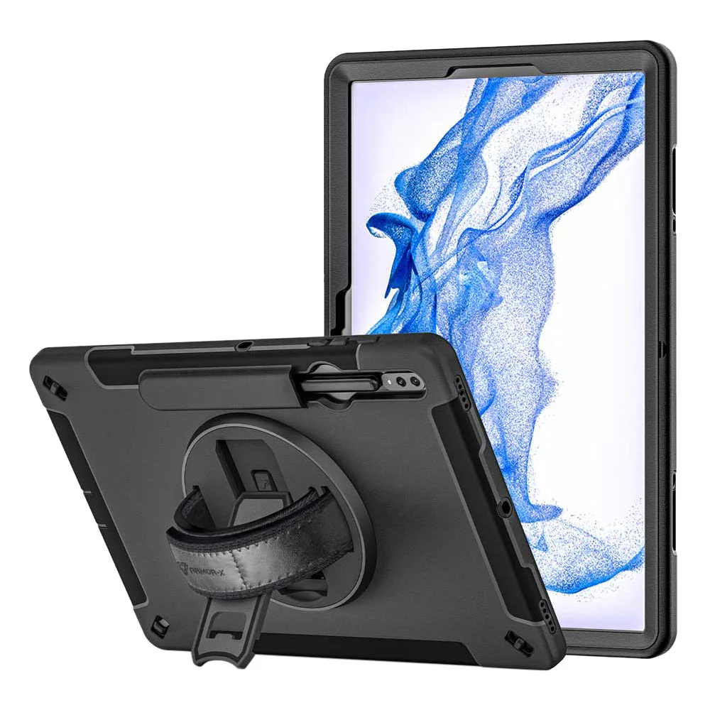 Rainproof Military Grade Rugged Case with Handstrap & Kick-stand for Samsung Galaxy S8+/S8 Plus/S7+/S7 Fe # Armor-X — view 2