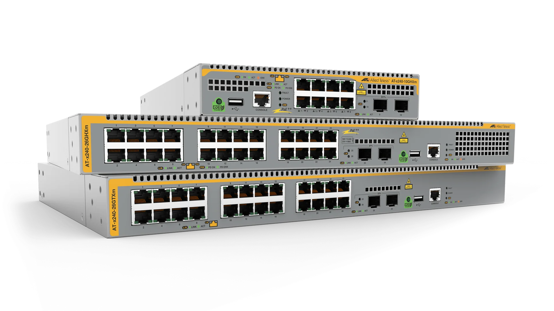AT-x240-52GHXm-40 Multi-Gigabit Layer 3 Lite Managed Switch- 48x 10/100M/1/2.5/5G PoE++- 4x SFP+ ports- AU Power Cord. Allied Telesis — view 1