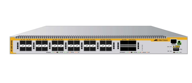 AT-x560-28YSQ-040 L3 Stackable Switch- 24x SFP28 Ports + 4x QSFP28 Ports- and a Dual fixed PSU- AU Power Cord. Allied Telesis — view 2