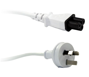 3 Pin Power (M) to C5 Clover (M) White 2m Power Cable Unspecified — view 2