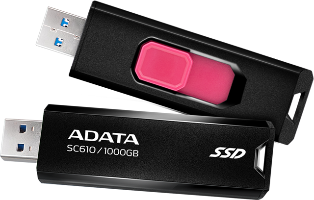ADATA SC610 Retractable USB3.2 Gen 2 1TB External SSD 5yr wty Adata — view 2