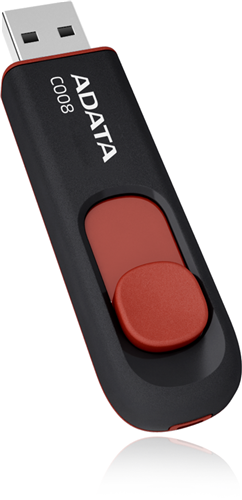 ADATA C008 Retractable USB 2.0 16GB Black/RedFlash Drive Adata — view 2