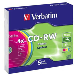 Verbatim CD-RW 700MB 2-4x Multi Colour 5 Pack with Slim Cases Verbatim — view 2