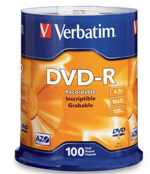 Verbatim DVD-R 4.7GB 16x 100 Pack on Spindle Verbatim — view 1