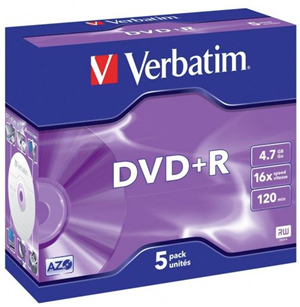 Verbatim DVD+R 4.7GB 16x 5 Pack with Jewel Cases Verbatim — view 2