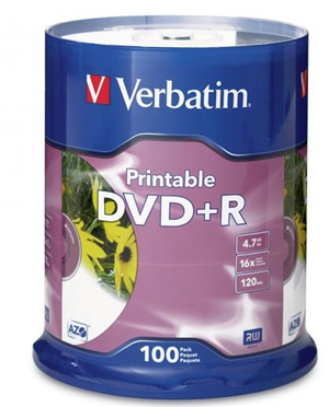 Verbatim DVD+R 4.7GB 16x White Printable 100 Pack on Spindle Verbatim — view 2