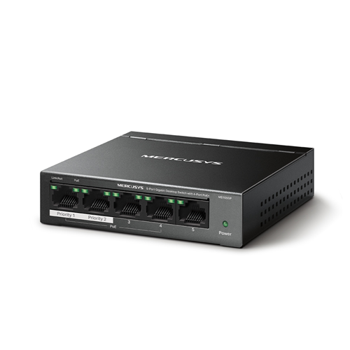 Mercusys MS105GP 5 Port Gigabit Switch Steel Case 4x PoE+ TP-Link — view 2