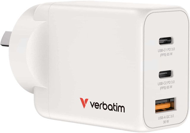 Verbatim 65W GaN Charger with 2x USB-C and 1x USB-A Verbatim — view 2